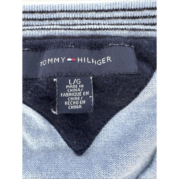 Tommy Hilfiger Mens Light Blue Sleeveless V-Neck Sweater Vest L Cotton Blend - Picture 2 of 11